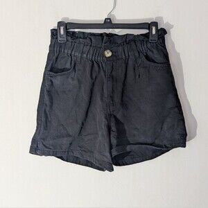 Primark Black High Rise Paper Bag Waist Mom Shorts Women's Size 6